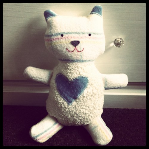 Sylvia the cat - I used an old baby blanket, towel and cashmere scarf