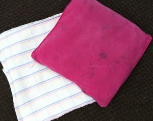 Old stained cushion cover