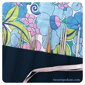 Crochet hooks in fabric roll holder