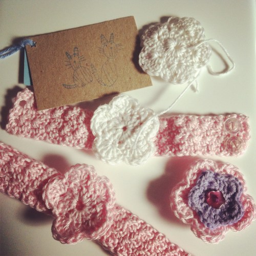 Crochet Accessories - headband, wristband and brooch